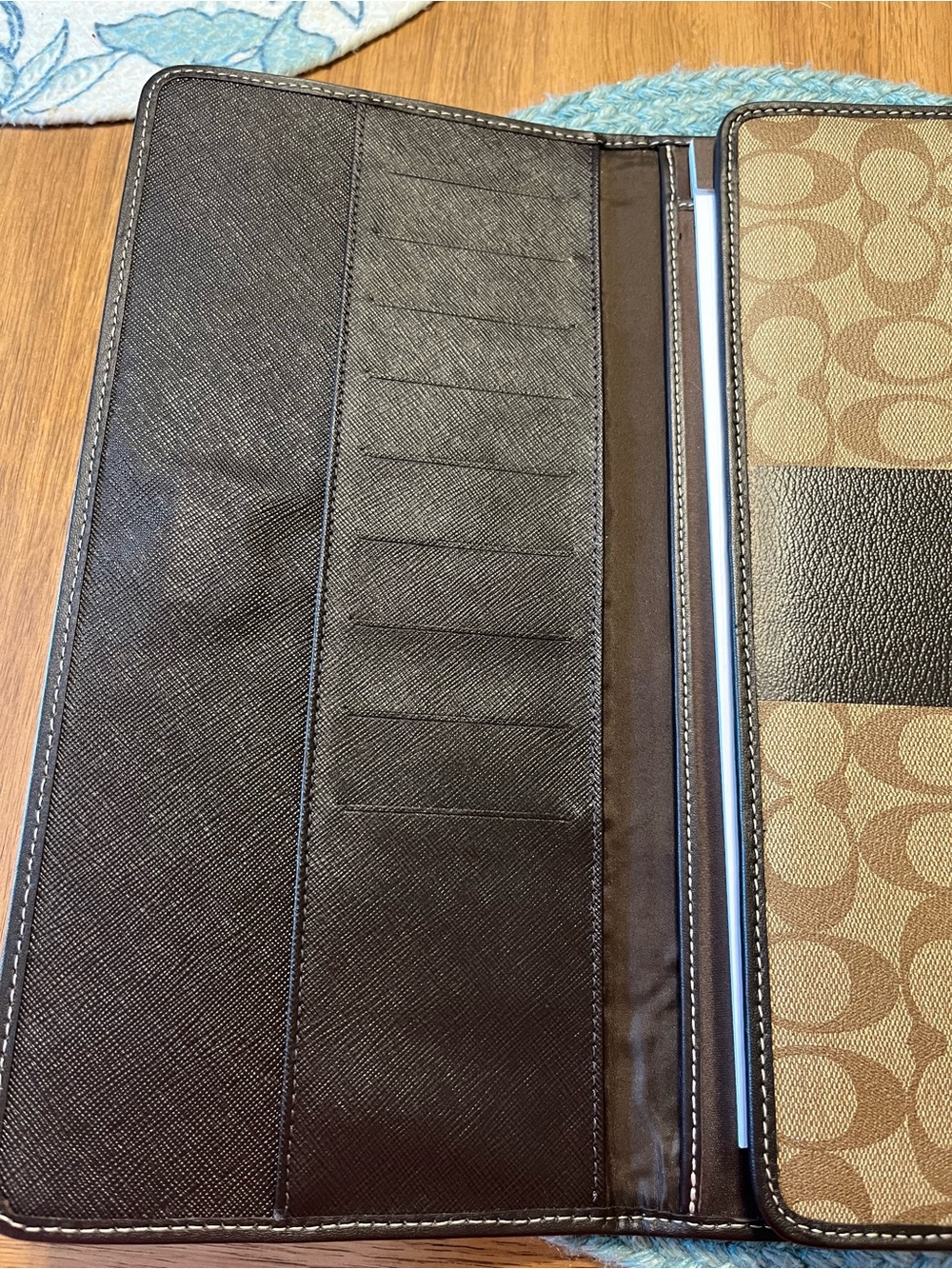 Coach Brown Logo Leather Trifold Notebook 10x12.5 - Picture 5 of 7